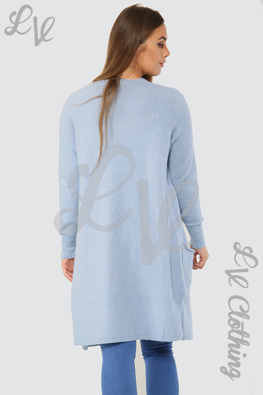 Ladies Plain Knitted Cardigan Denim - Unit Price £17.99