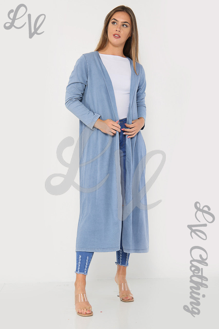 Ladies Italian Angel Wings Back Long Maxi Jacket Denim - Unit Price £9.99