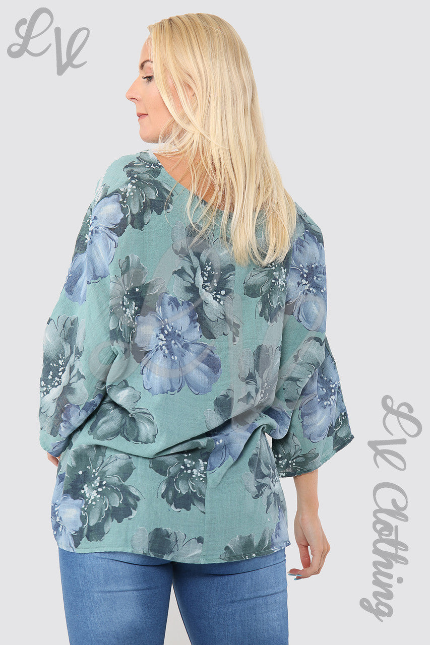 Ladies Flower Print Top With Necklace Tiffany - Unit Price £9.99