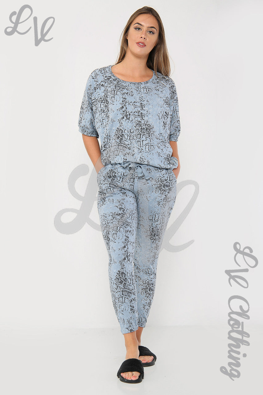 Ladies Snake Print Lounge Sweatshirt Denim - Unit Price £9.99