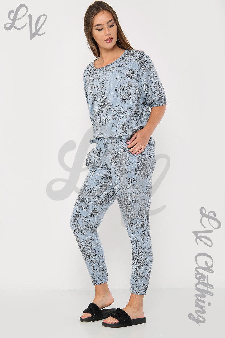 Ladies Snake Print Lounge Sweatshirt Denim - Unit Price £9.99