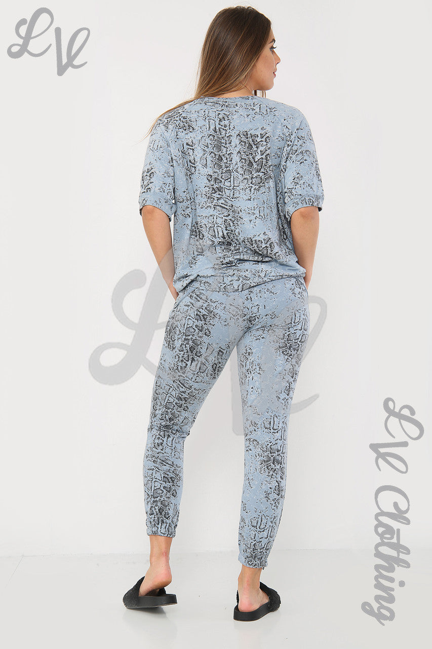 Ladies Snake Print Lounge Sweatshirt Denim - Unit Price £9.99