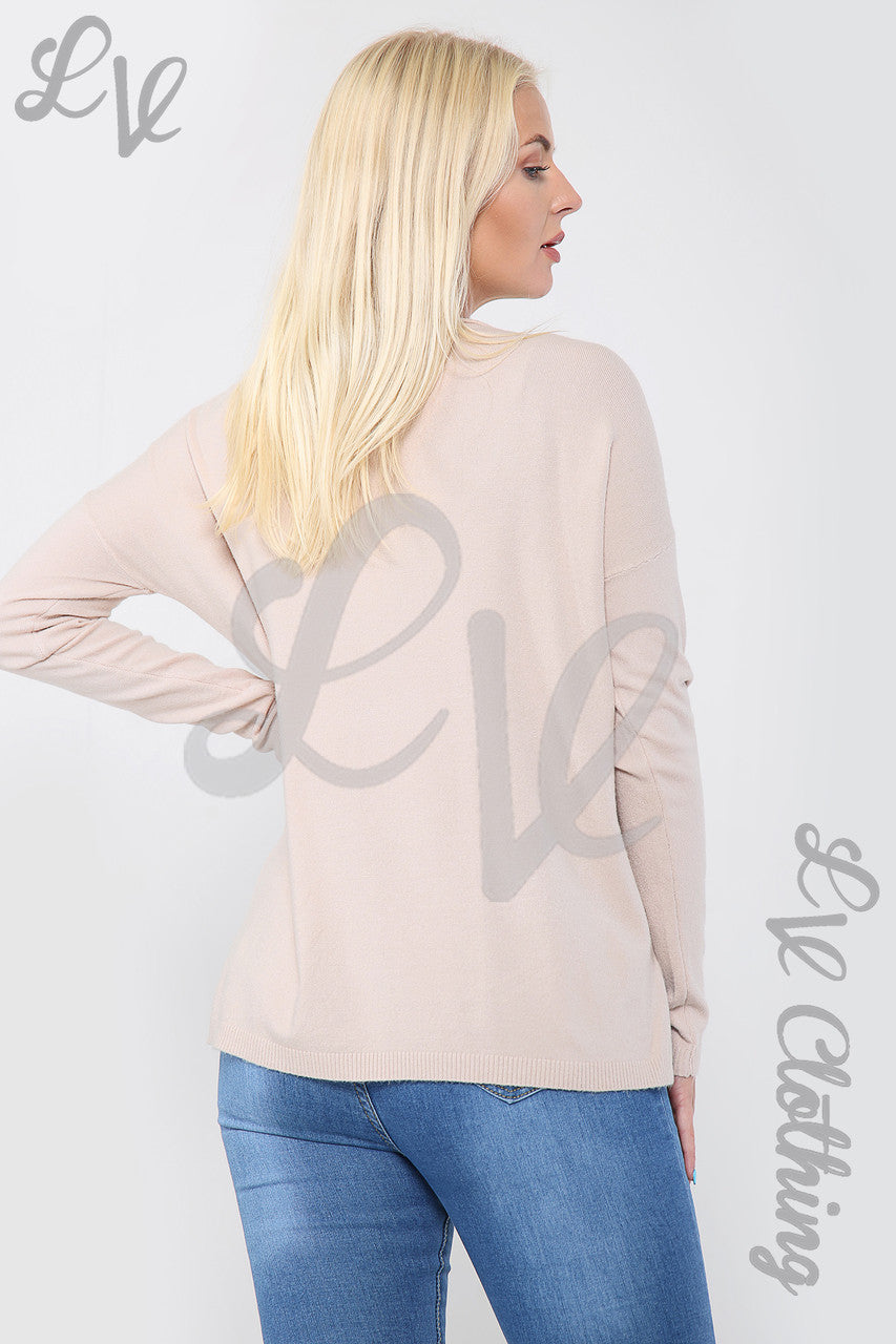 Ladies Diamante Sequin Star Print Jumper Dusty Pink - Unit Price £16.99