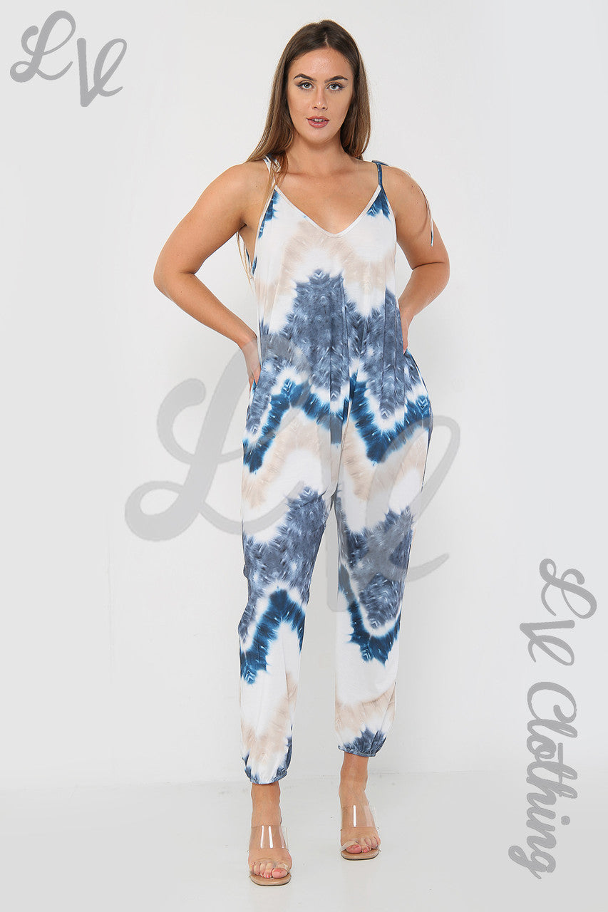 Ladies Tie Dye Print Strappy Jumpsuit - Unit Price Was £7.99