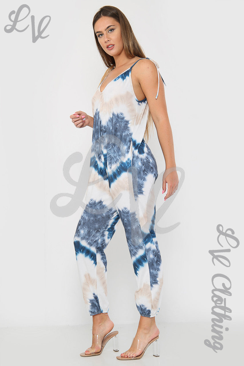 Ladies Tie Dye Print Strappy Jumpsuit - Unit Price Was £7.99
