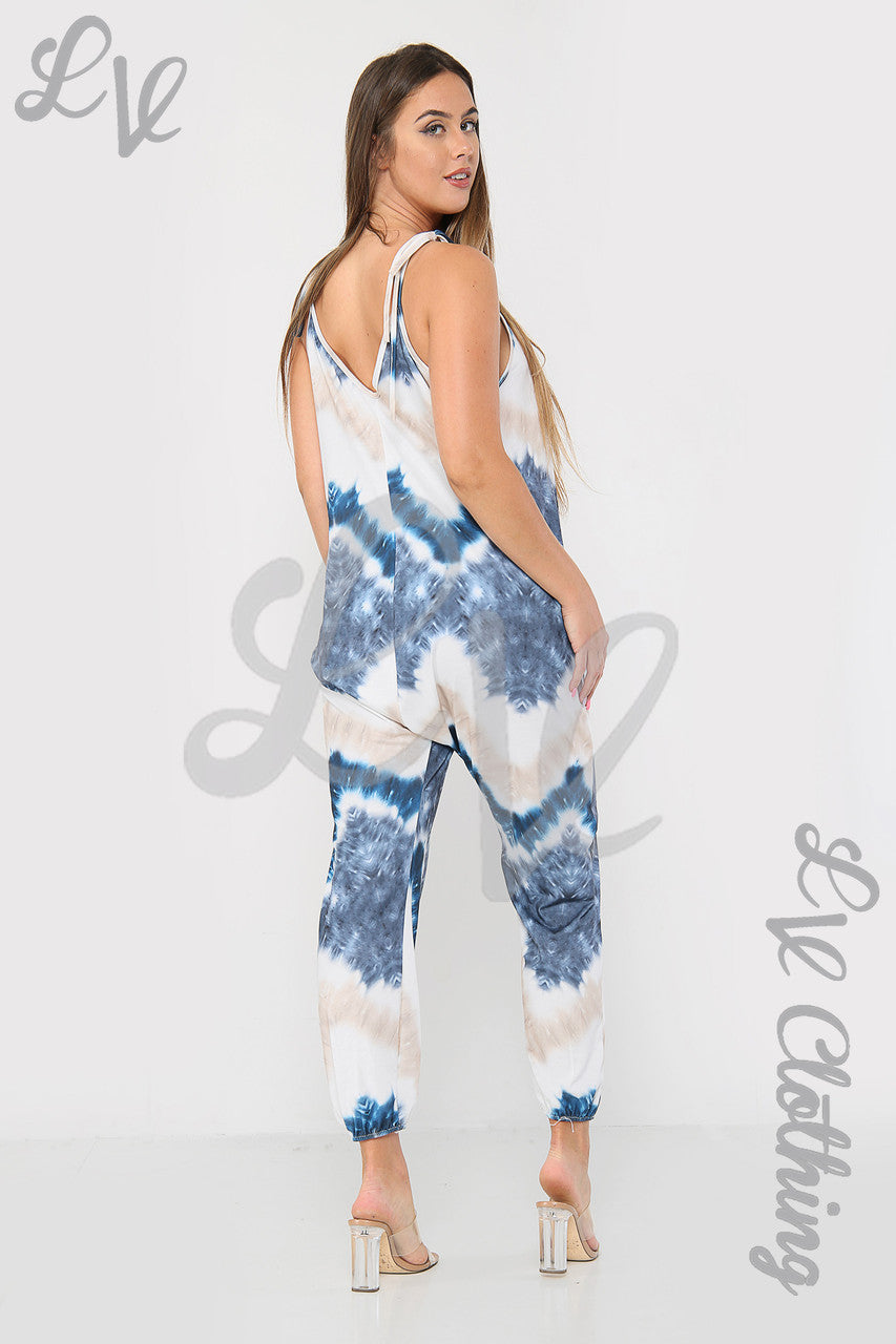 Ladies Tie Dye Print Strappy Jumpsuit - Unit Price Was £7.99