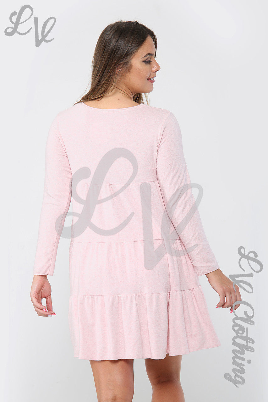 Ladies Simple Swing Dress Dusty Pink - Unit Price £10.99