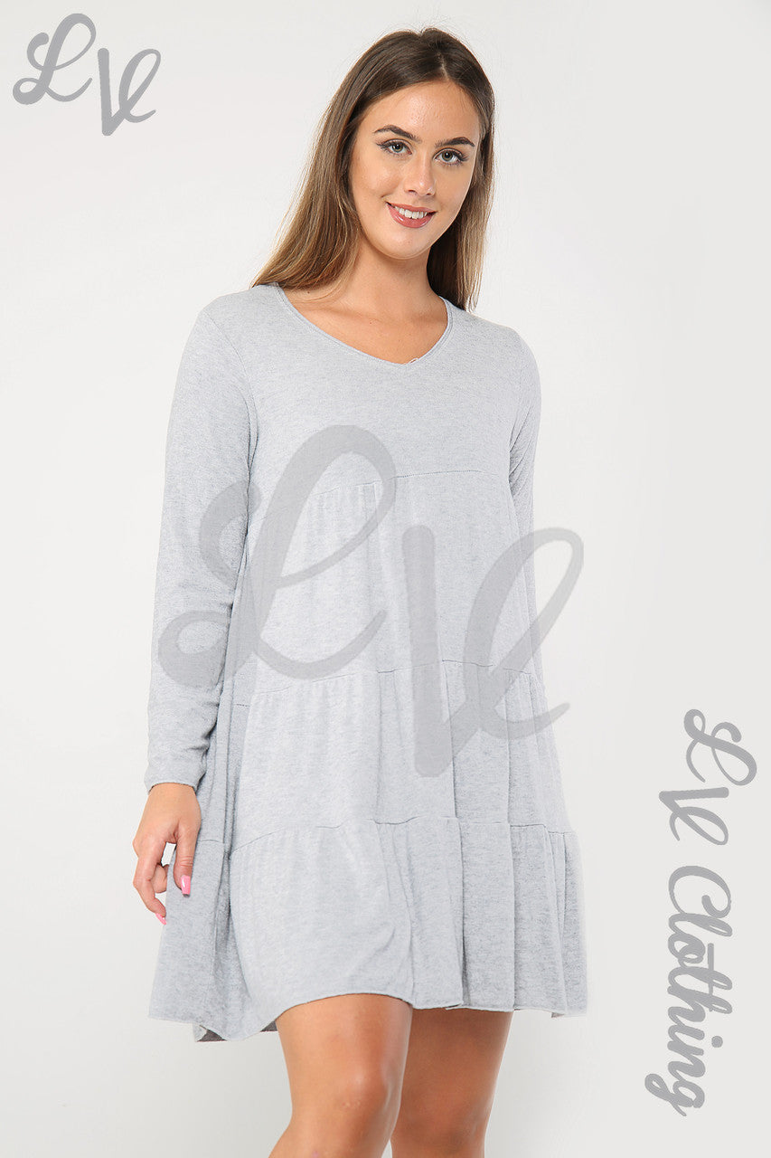 Ladies Simple Swing Dress Grey - Unit Price £10.99