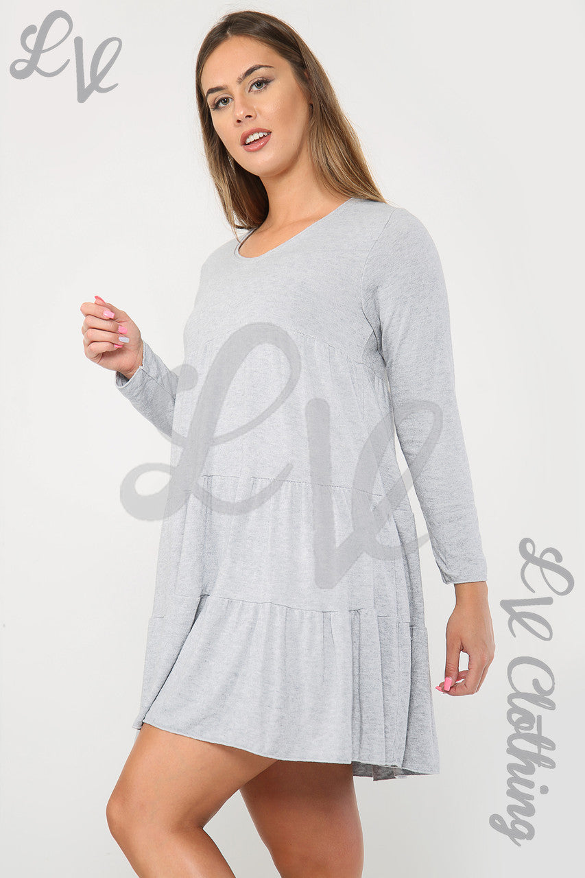 Ladies Simple Swing Dress Grey - Unit Price £10.99