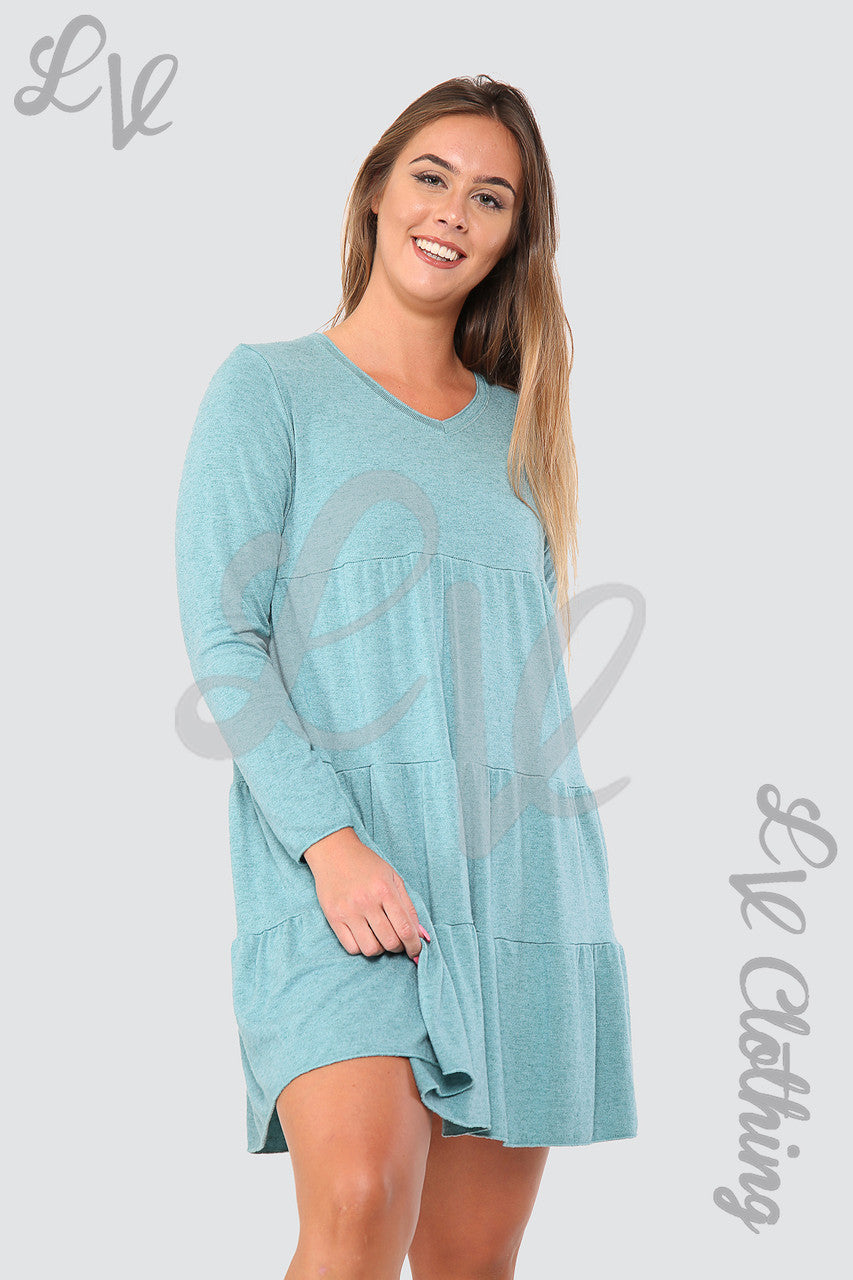 Ladies Simple Swing Dress Teal - Unit Price £10.99