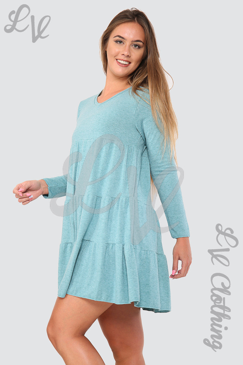 Ladies Simple Swing Dress Teal - Unit Price £10.99