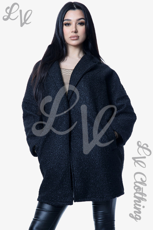 Dames Korter Model Teddybeer Jas Wolmix Zwart Prijs per stuk €10,99