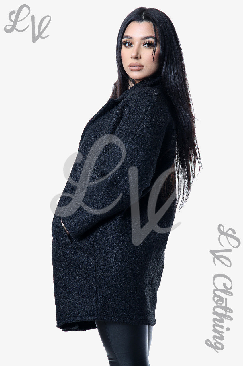 Dames Korter Model Teddybeer Jas Wolmix Zwart Prijs per stuk €10,99