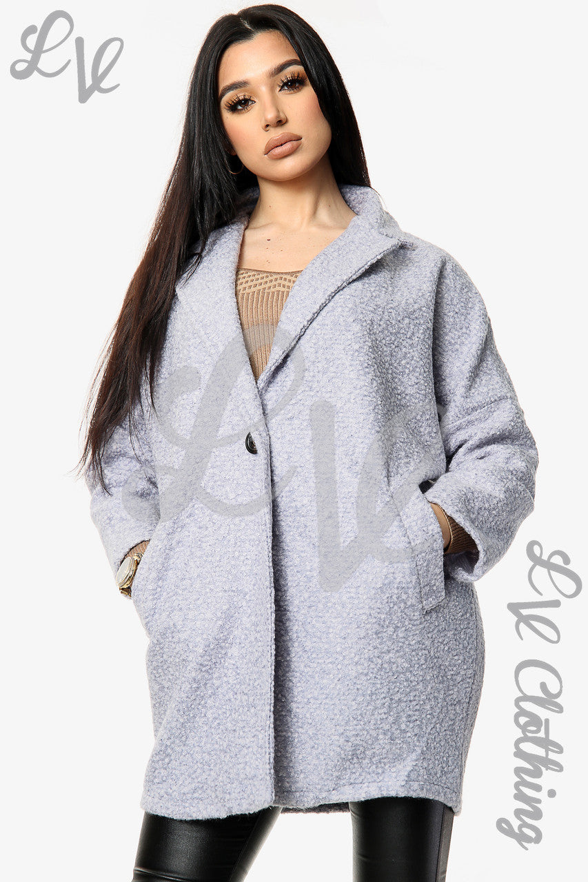 Dames Korter Model Teddybeer Jas Wolmix Zilver Stukprijs €11,99