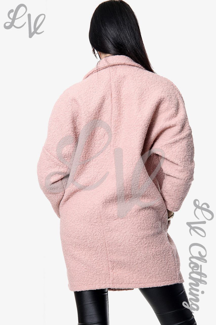 Ladies Shorter Version Teddy Bear Wool Blend Jacket Dusty Pink  Unit Price £10.99