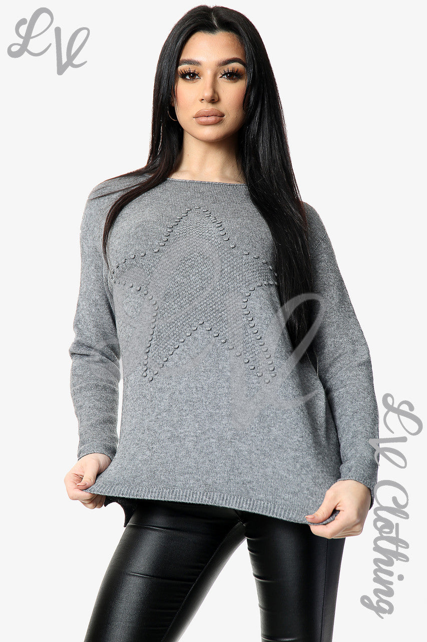 Dames Trui met Sterrenprint Grijs - Stukprijs €12.99
