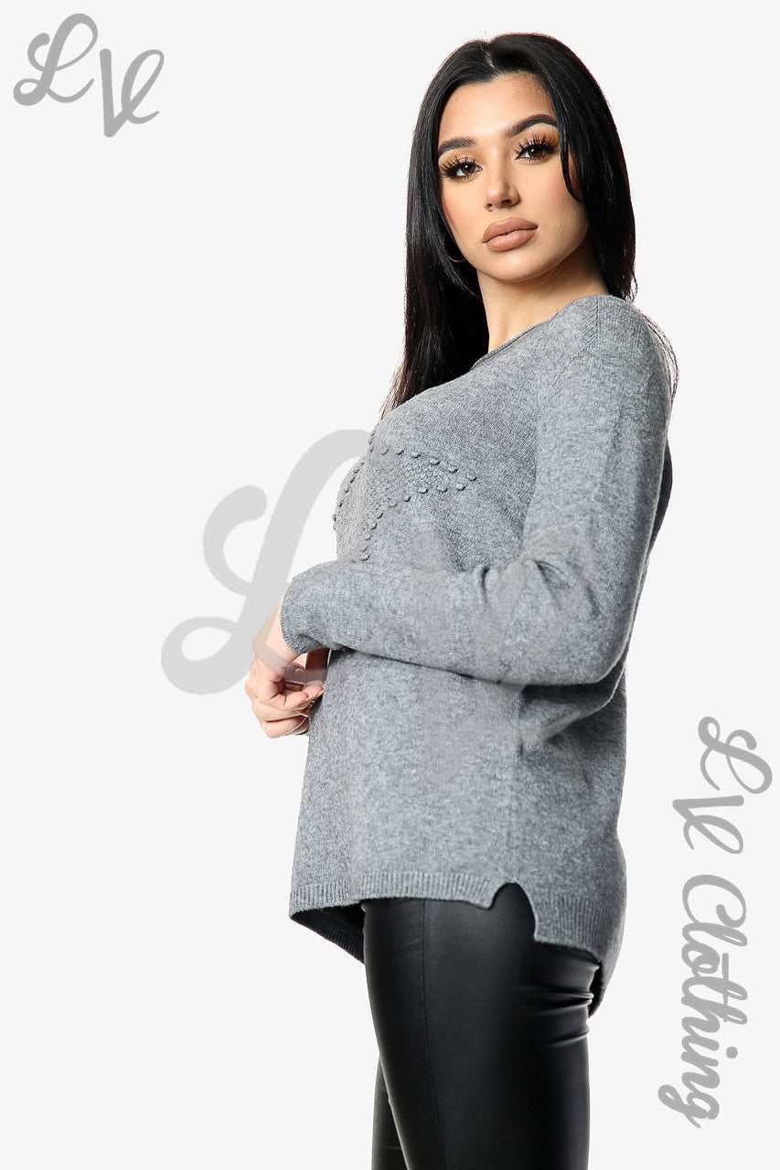 Dames Trui met Sterrenprint Grijs - Stukprijs €12.99