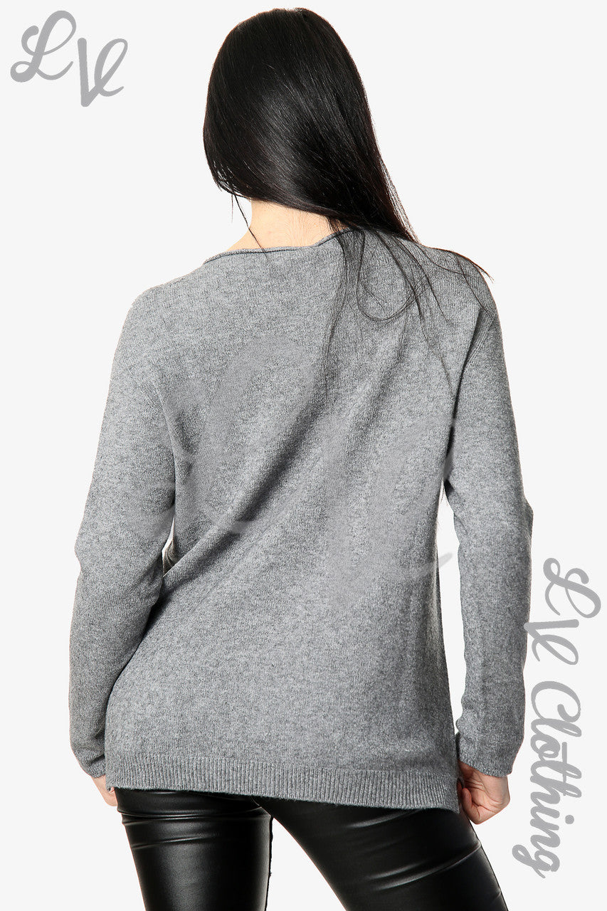 Dames Trui met Sterrenprint Grijs - Stukprijs €12.99