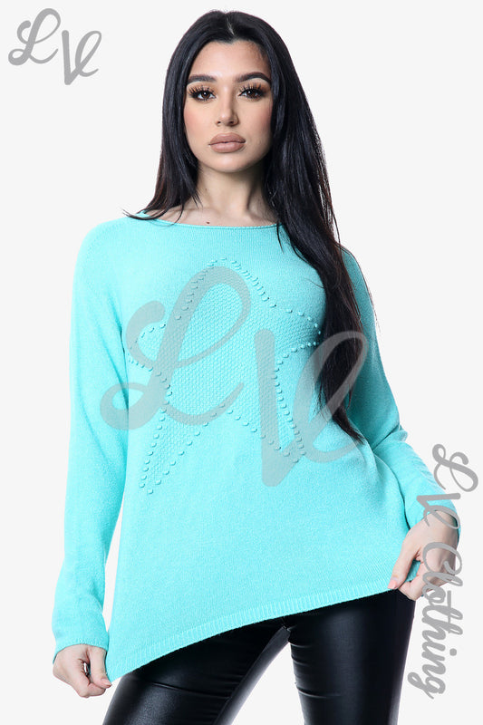 Ladies Star Imprint Jumper Top  Tiffany - Unit Price £10.99