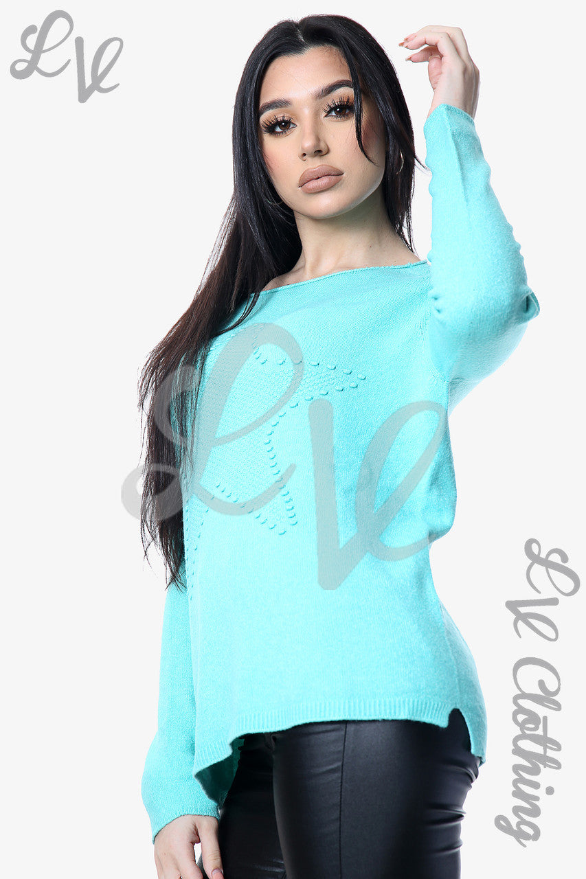 Dames Star Imprint Jumper Top Tiffany - Stukprijs £10,99