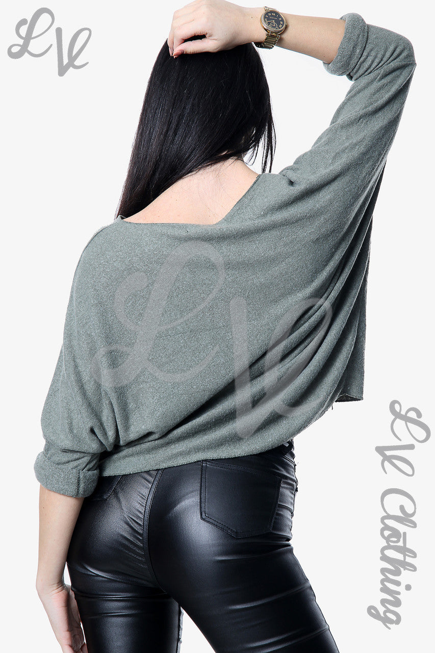 Dames Gebreide Trui Met Vlinderprint Kaki Stukprijs € 13,99