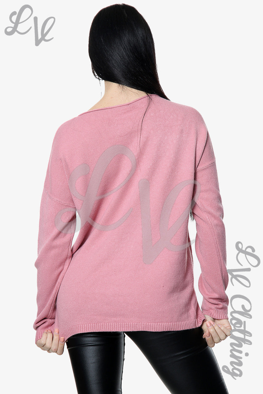 Dames trui met pailletten en strass-details oudroze - Stukprijs € 20,99