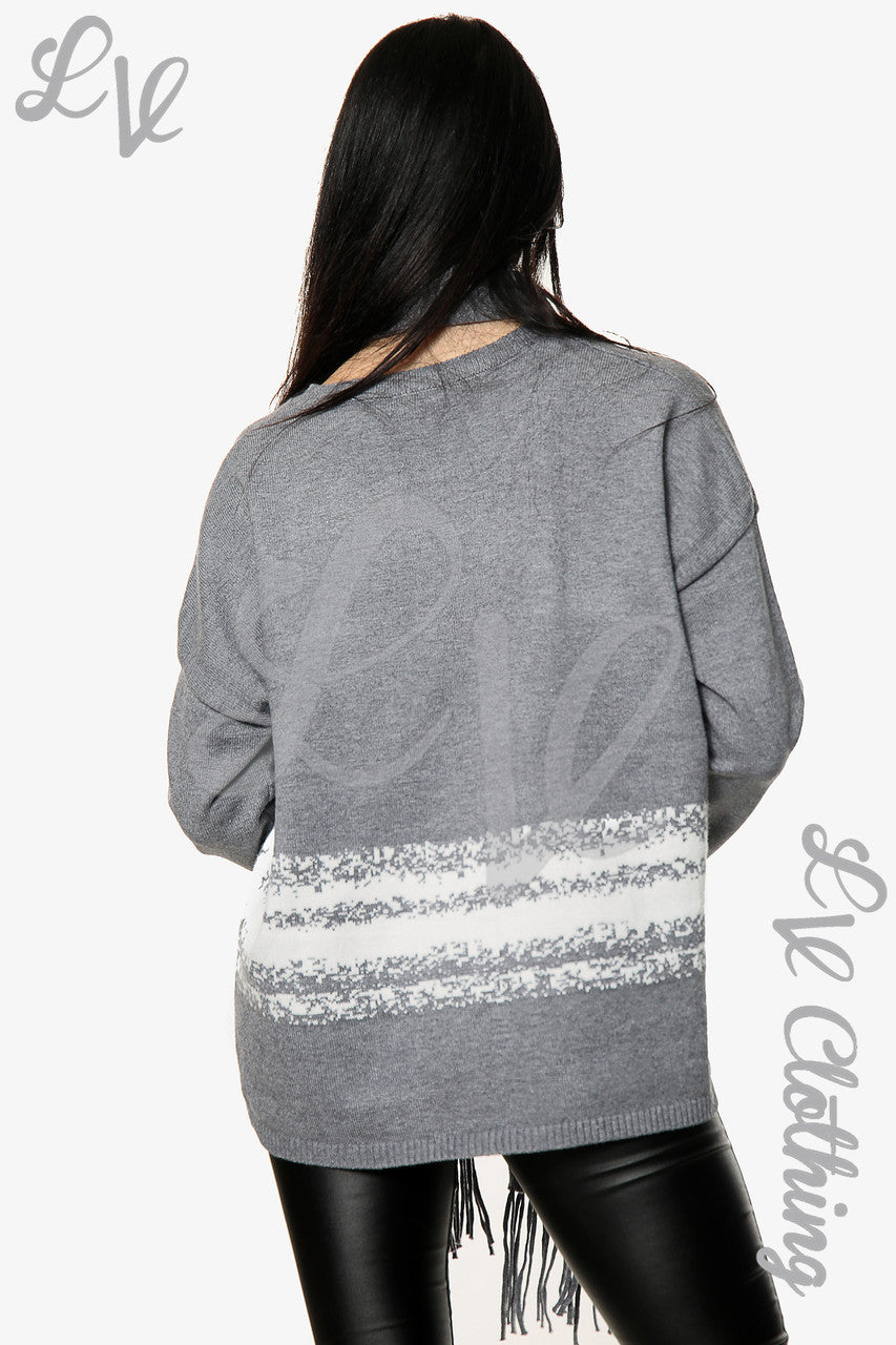 Dames Gebreide Trui Met Sjaal Houtskool - Stukprijs € 20,99