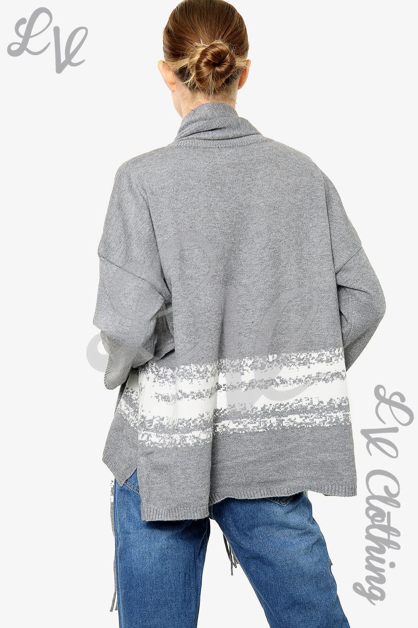 Dames Gebreide Trui Met Sjaal Houtskool - Stukprijs € 20,99