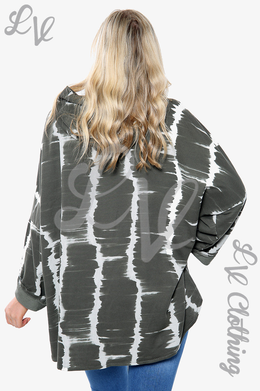 Dames tie-dye hoodie met rits Khaki Stukprijs € 15,99