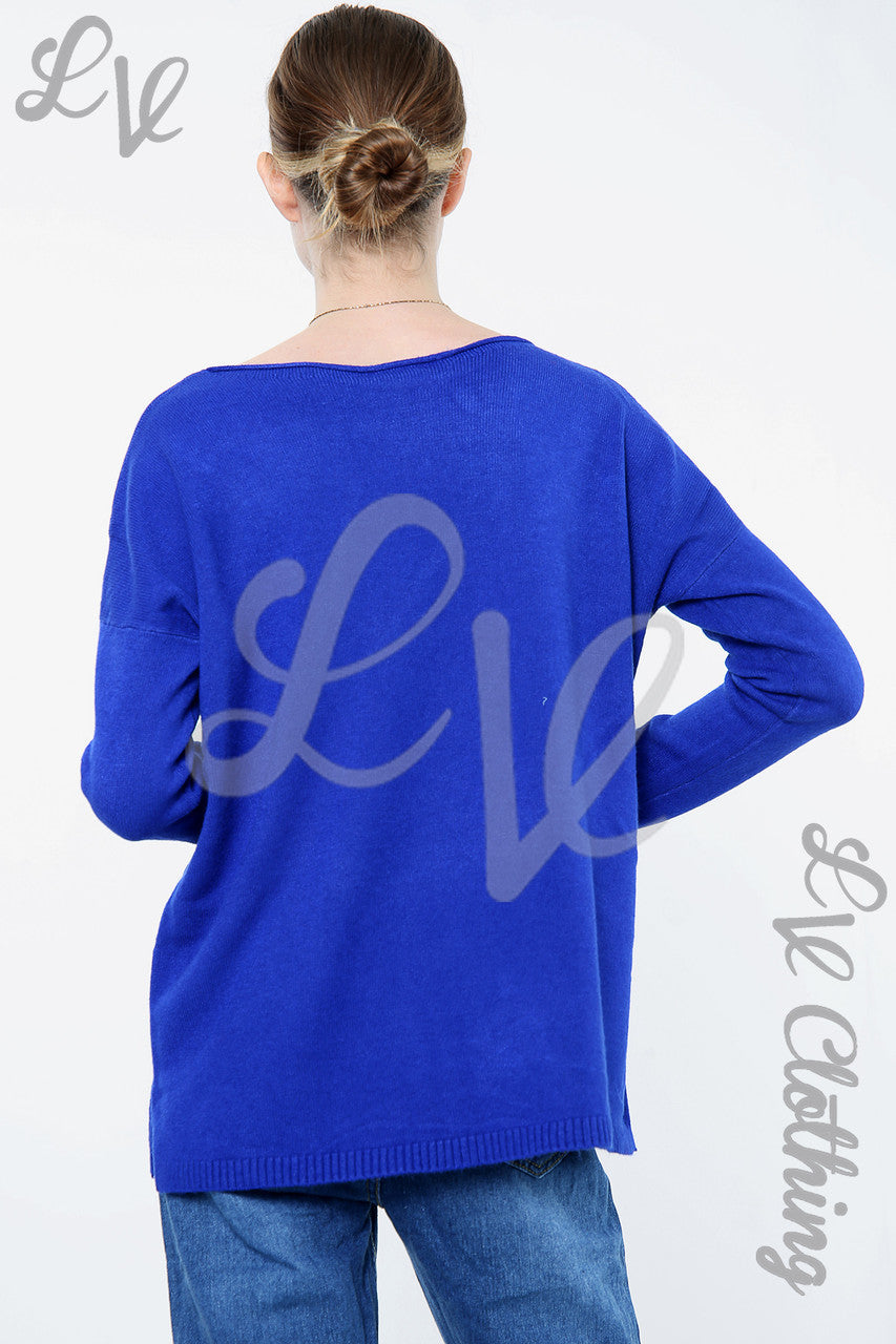 Ladies Sequin Star Detail Jumper Sweatshirt Royal Blue Unit Price £20.99