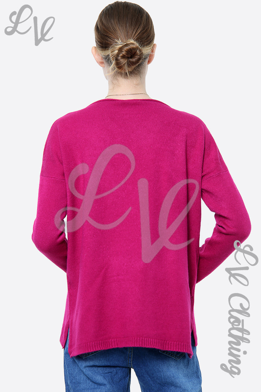 Ladies Sequin Star Detail Jumper Sweatshirt Cerise Unit Price £20.99