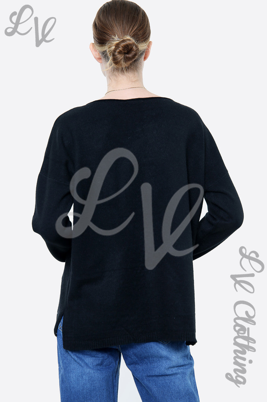 Dames trui met pailletten en strass-details zwart - Stukprijs € 20,99
