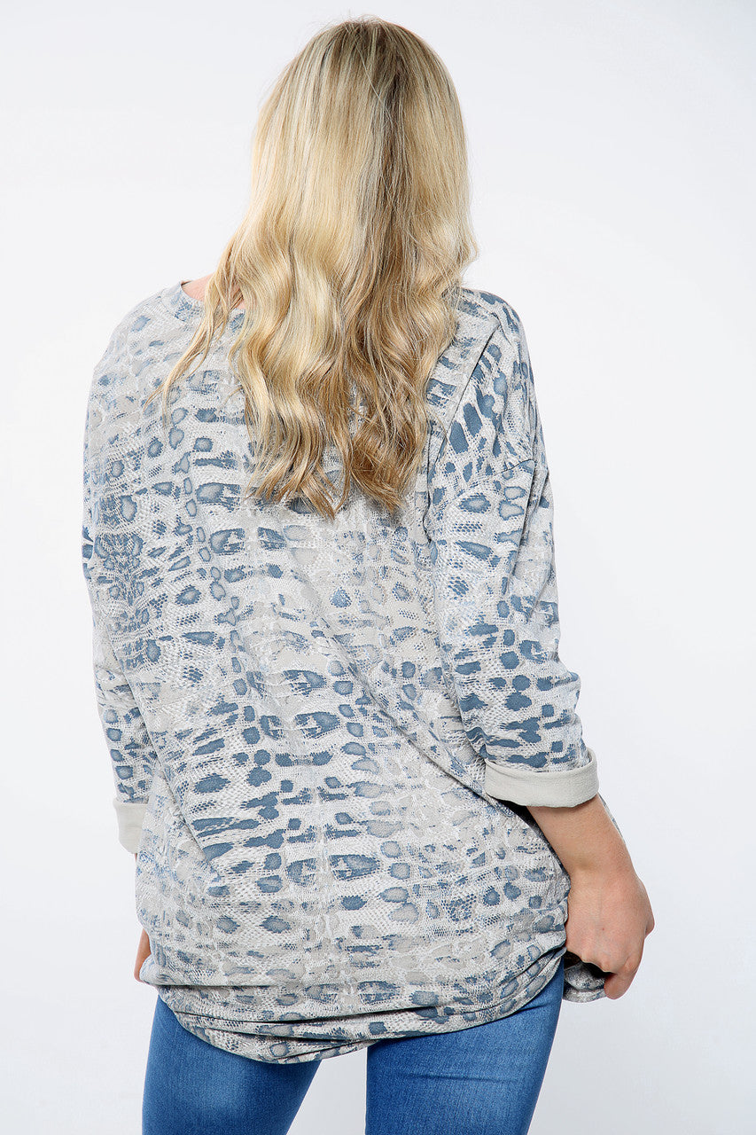 Dames Oversized Sweatshirt Top met Slangenprint Steen Eenheidsprijs WAS € 12,99 NU € 9,99