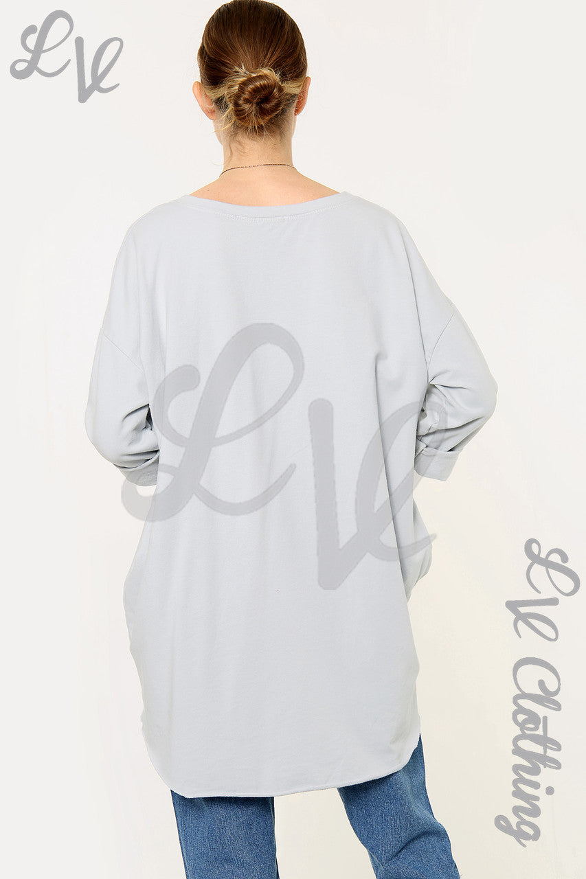 Dames Love Script Graphic Sweatshirt Top Zilver Stukprijs €11,99