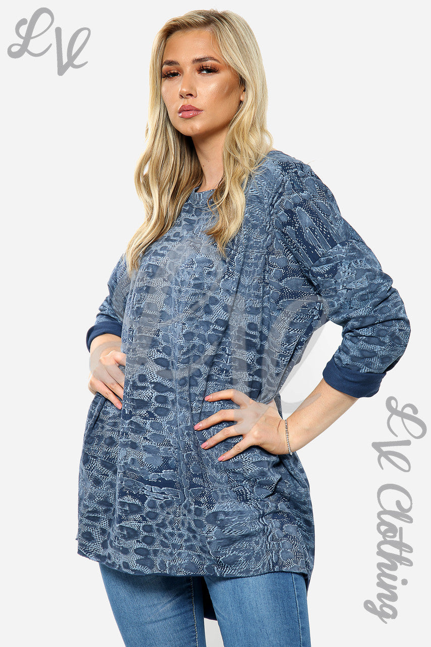 Ladies Snake Print Oversize Sweatshirt Top Denim Unit Price £14.99