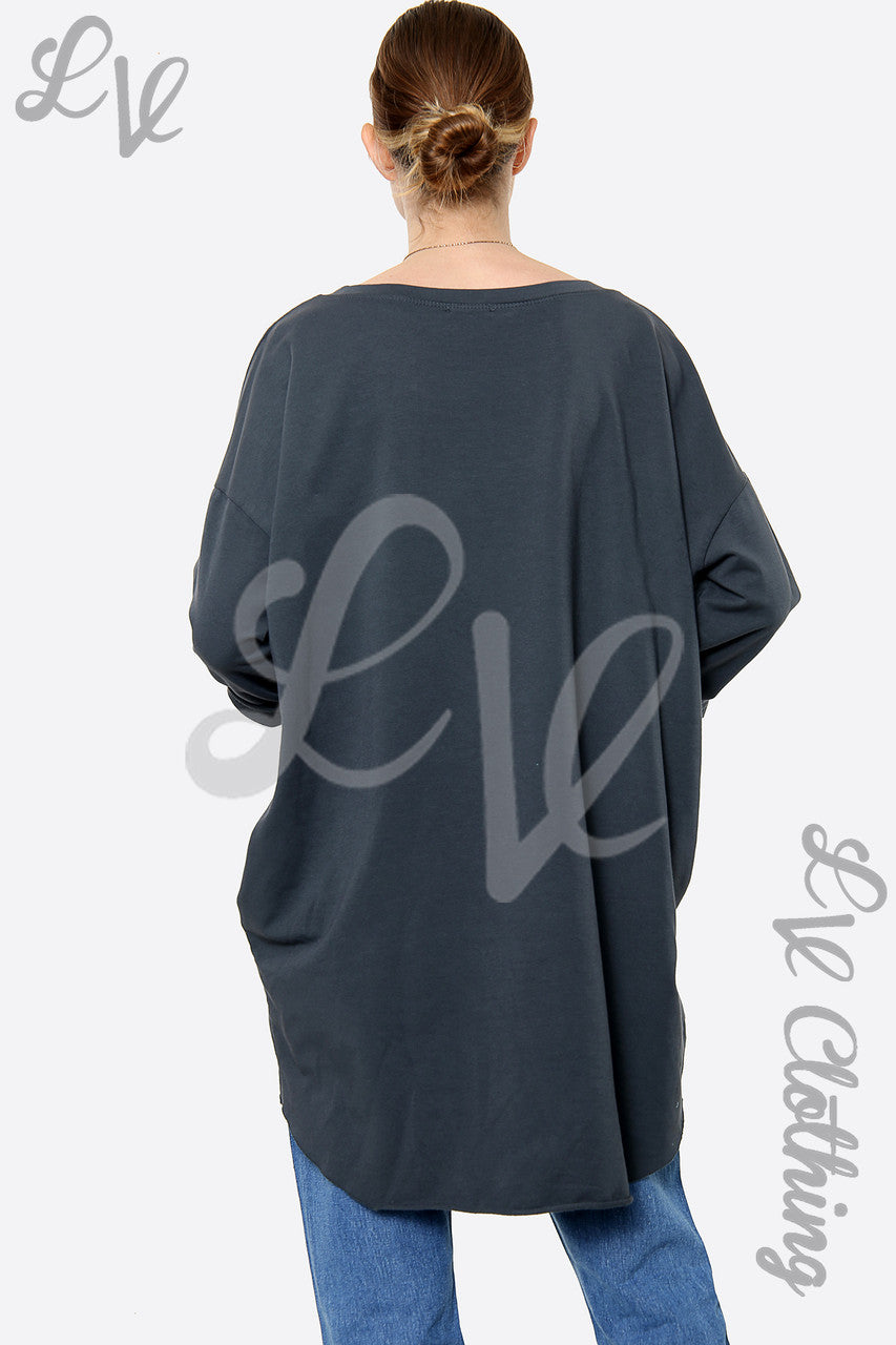 Ladies Love Script Graphic Sweatshirt Top Houtskool Stukprijs €15,99