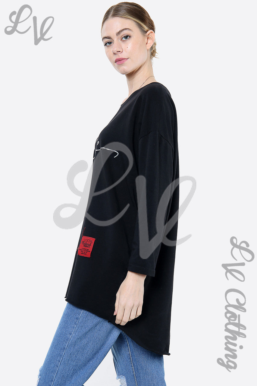 Dames Love Script Graphic Sweatshirt Top Zwart Prijs per stuk € 14,99