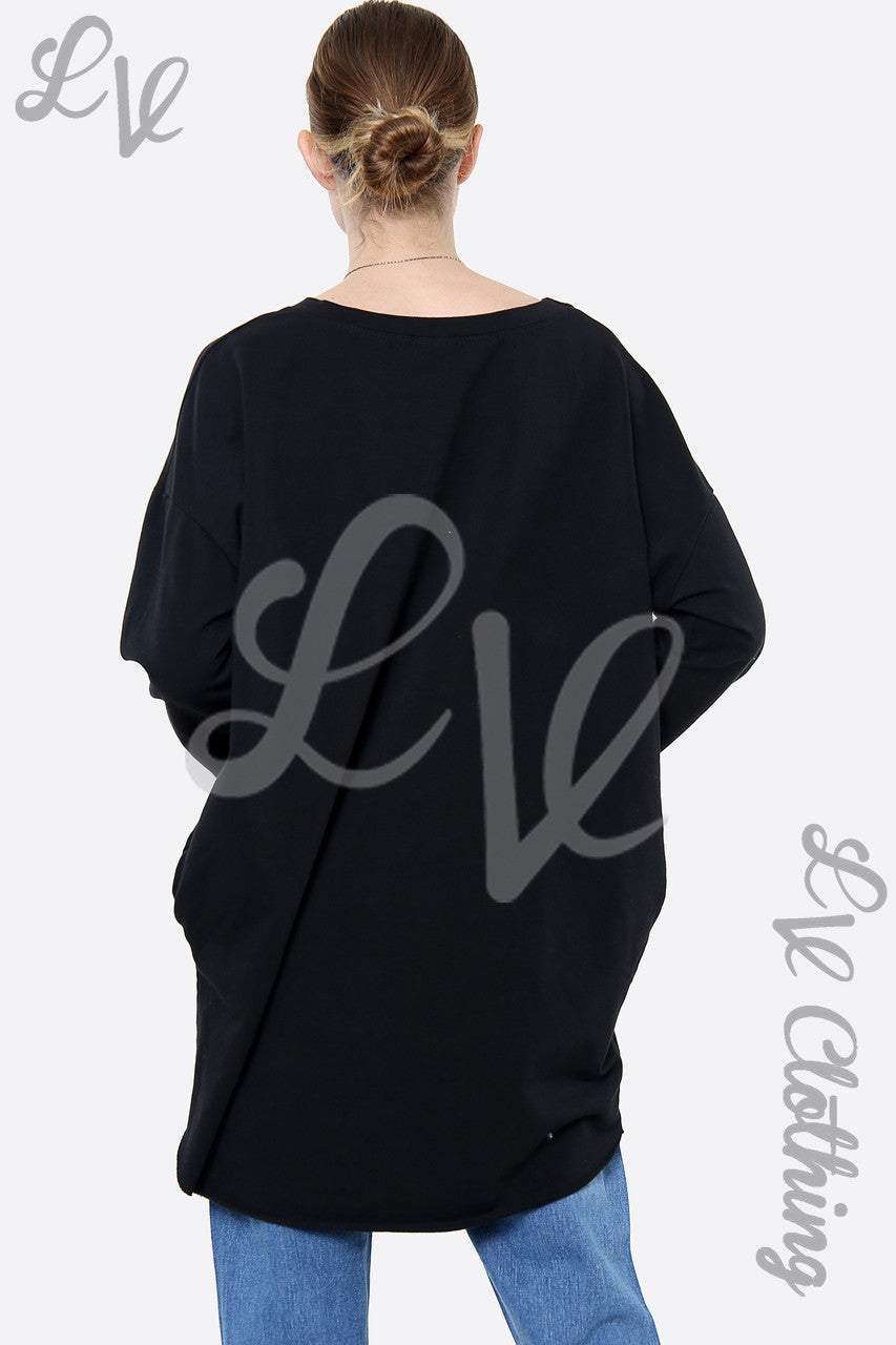 Dames Love Script Graphic Sweatshirt Top Zwart Prijs per stuk € 14,99