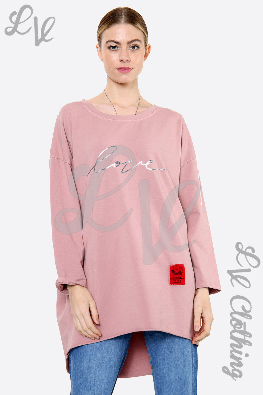 Dames Trui met Script Graphic Dusty Pink Eenheidsprijs € 14,99