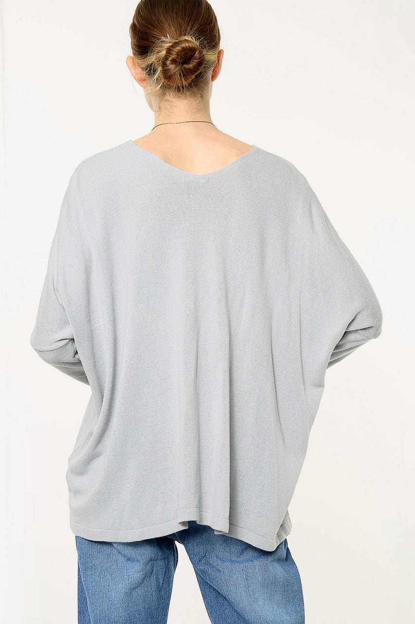 Ladies Love Script Fine Knit Top Silver Unit Price WAS £16.99 NOW £8.99