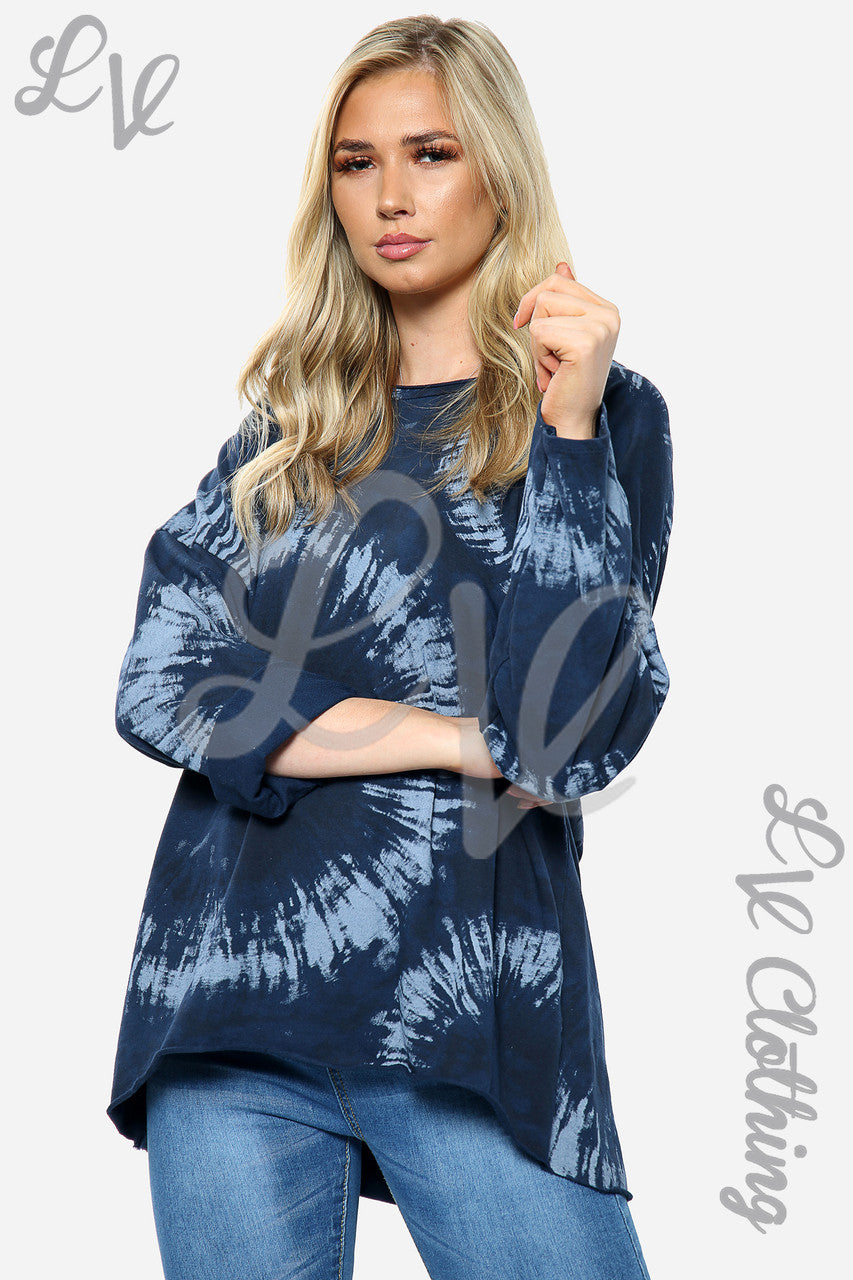 Dames Acid Wassen Print Sweatshirt Top Marine Prijs per stuk €10.99