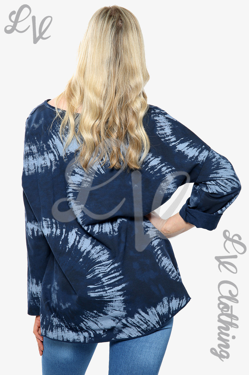 Dames Acid Wassen Print Sweatshirt Top Marine Prijs per stuk €10.99