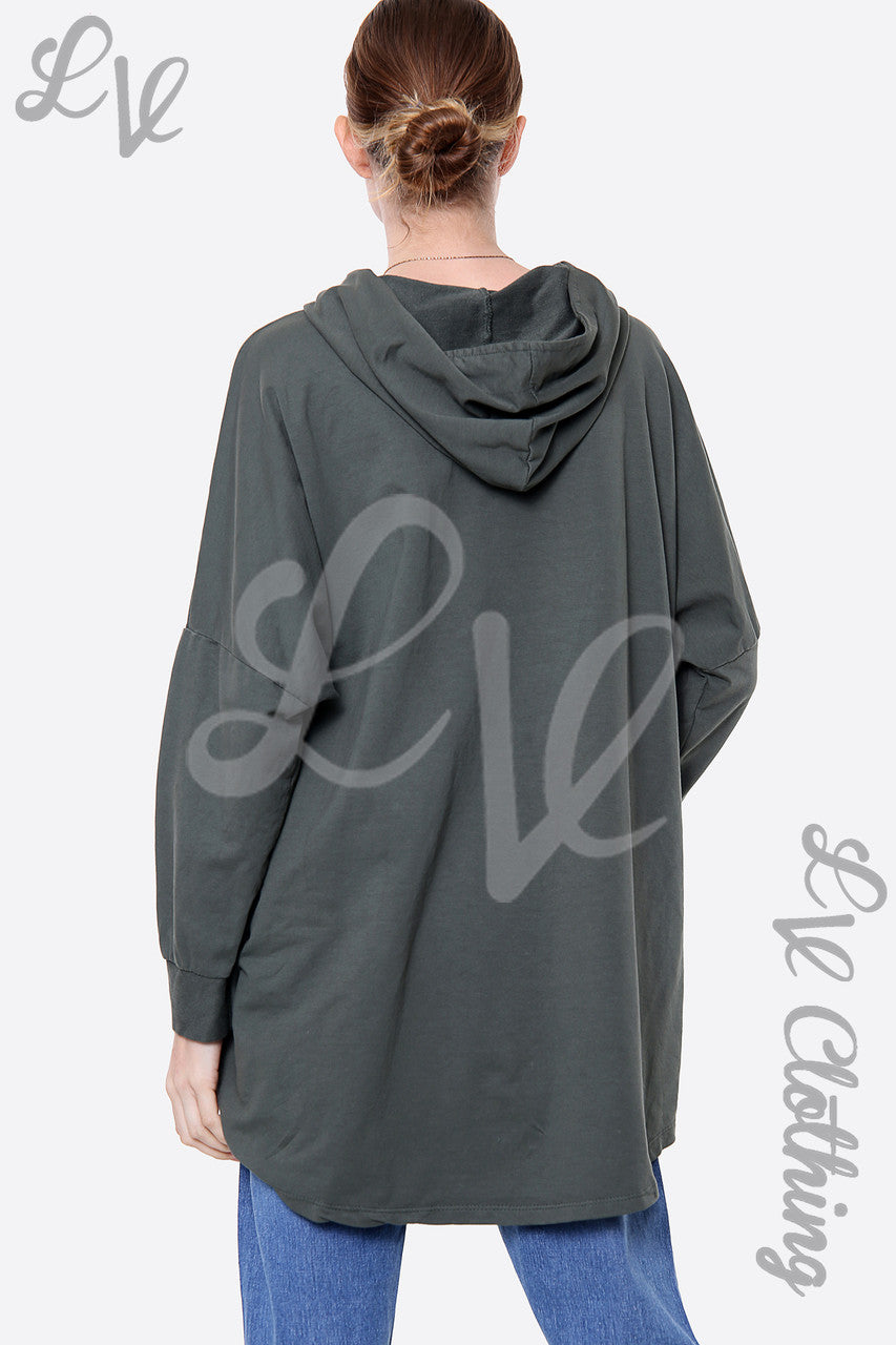 Dameshoodie met Sterrenprint Khaki Stukprijs € 15,99