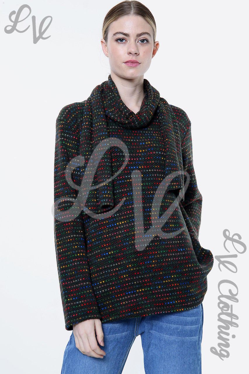 Ladies Multi-coloured Knit Top With Matching Scarf Black Unit Price £10.99