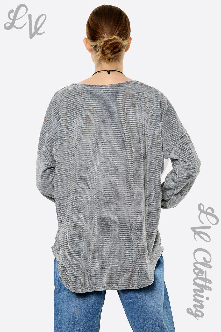 Dames chenille effen top met ketting zilver per stuk € 9,99
