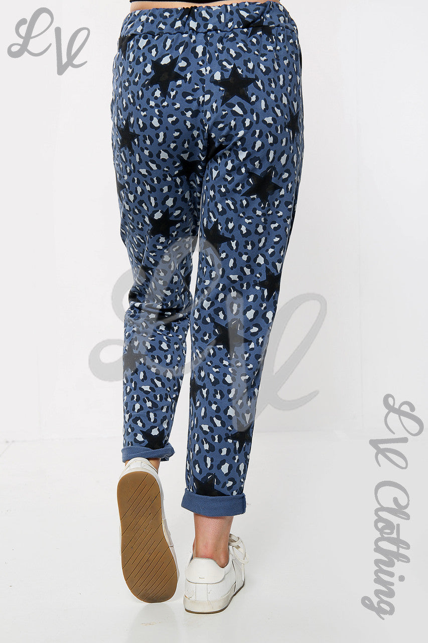 Ladies Leopard Star Print Jogging Pant Denim Unit Price £9.99