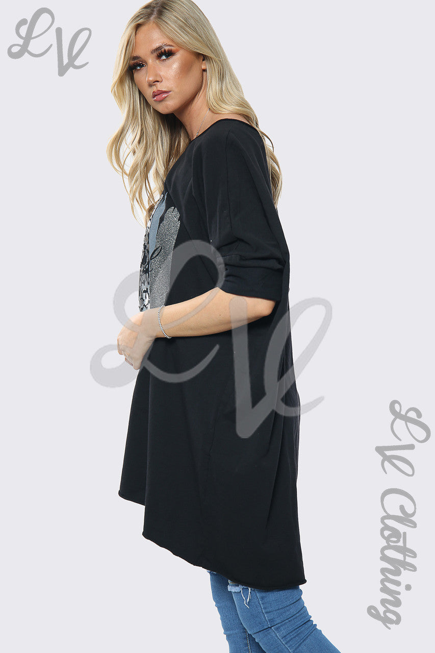 Dames Mooie Slogan Oversized Sweatshirt Top Zwart Prijs per stuk €12,99