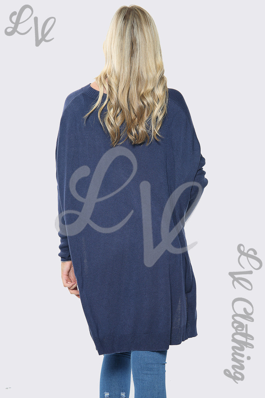 Dames Liefde Hart Print Oversized Trui Top Marineblauwe Stukprijs €15,99