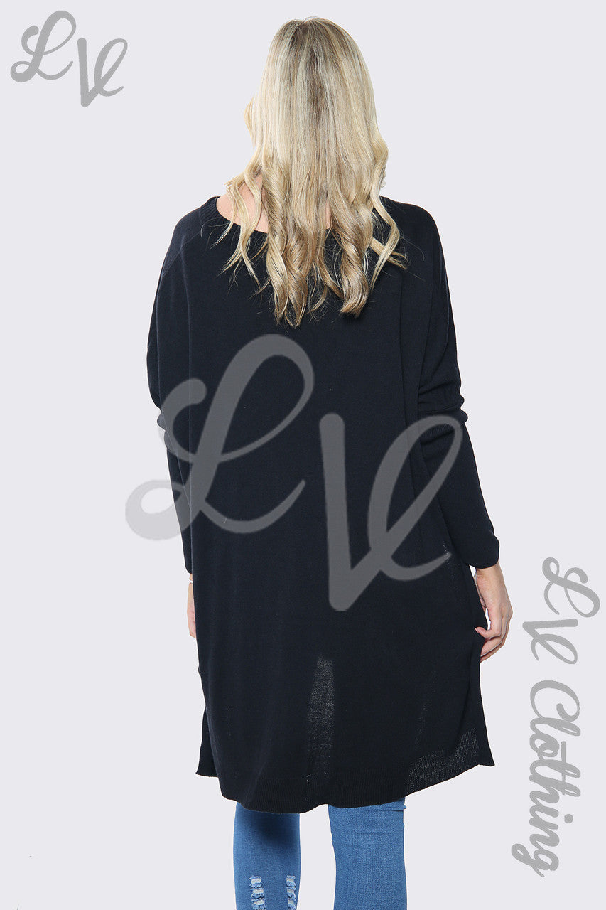 Dames oversized trui met hartjesprint Zwart Per stuk £ 15,99