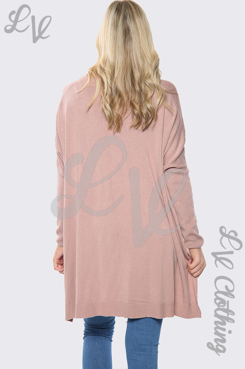 Ladies Love Heart Print Oversize Jumper Top Dusty Pink Unit Price £15.99
